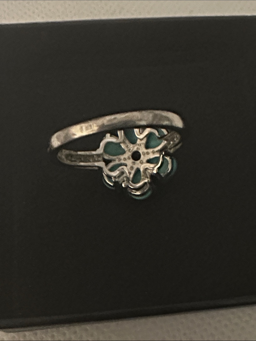 Turquoise Floral size 10 Ring with pink center stone set in sterling silver - Picture 7 of 9